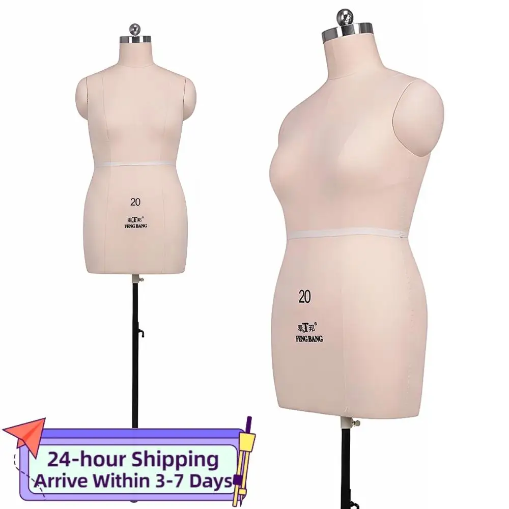 

Female Half Body Dress Form Mannequin Height Adjustable Clothes Sewing Mannequin with Metal Stand for Market Shop Window Display