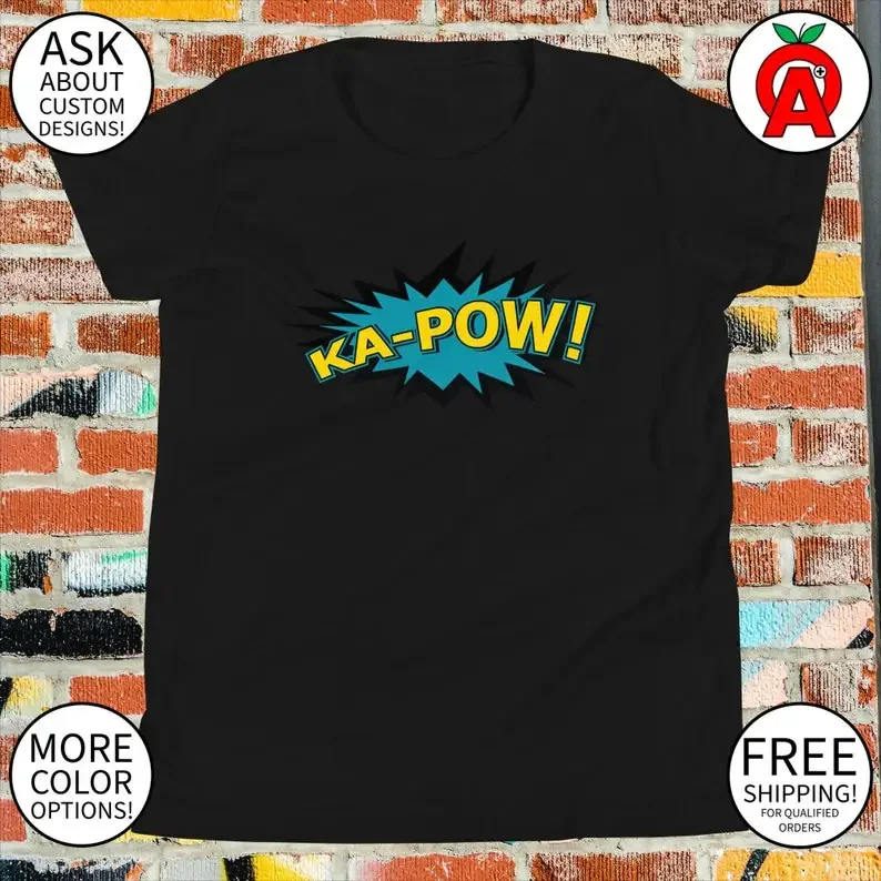 Ka-Pow Comic Book Style T-Shirt - Mens Womens Unisex Youth - Short Sleeve - Superhero Tee