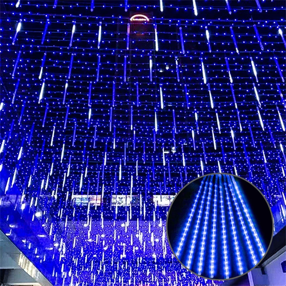 الاتحاد الأوروبي التوصيل النيزك دش Led الجنية سلسلة أضواء الشارع أكاليل زينة الحفلات لقضاء عطلة عيد الهالوين الزفاف عيد الميلاد عيد الميلاد