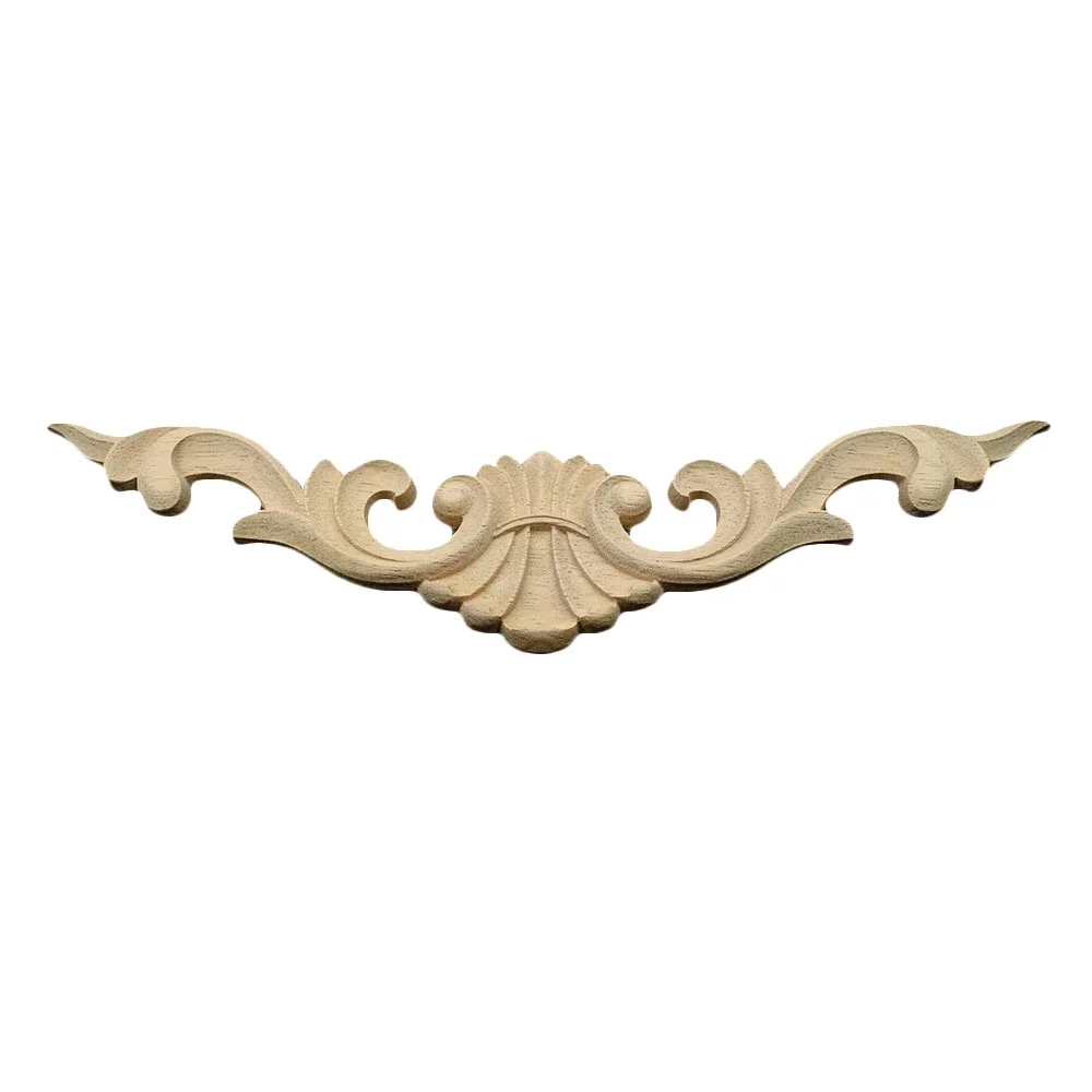 4PCS 25cm Natural Wood Appliques Irregular Flower Carving Decorative Wooden Mouldings Vintage Home Decor Figurines Miniatures