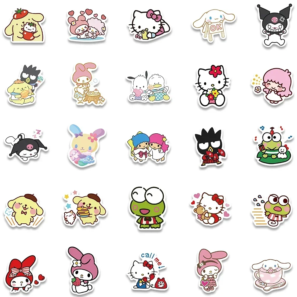 Cute Cinnamoroll Kuromi Stickers My Melody Decals for Laptop Phone Case Girls Sanrio Hello Kitty Anime Stickers Kids Toys