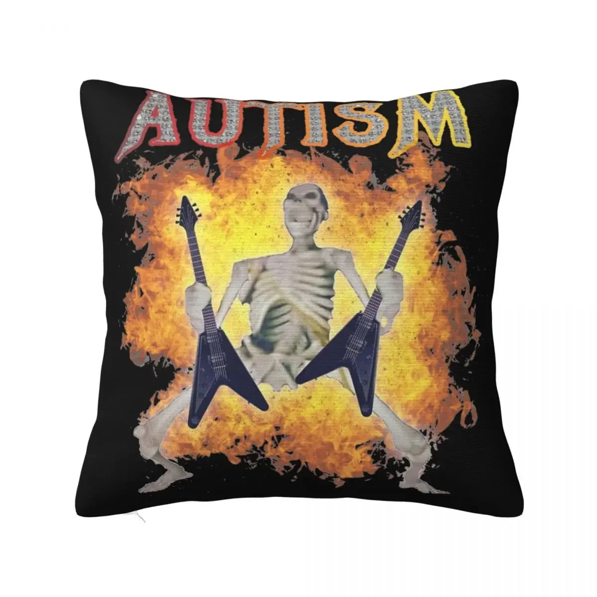 

Decorative Pillowcase Autism Funny Skeleton Meme Accessories Home Pillow Case Cover Square Multiple Sizes