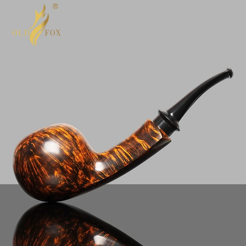 OLD FOX Hand Carved Smooth Briar Apple Tobacco Pipe With Cumberland Vulcanite Mouthpiece Vintage Smoking Pipe Gift For Men
