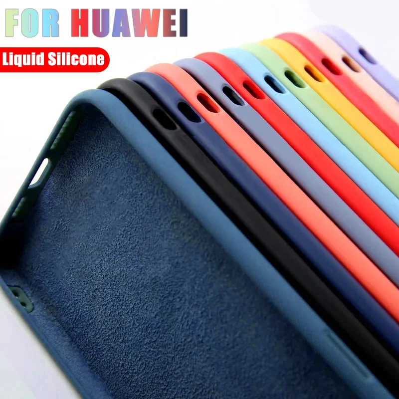 Liquid Silicone Phone Case For Huawei P50 P40 P30 P20 Mate 20 30 Honor 60 50 20 Lite Pro P Smart 2020 Fashion Cover Accessories