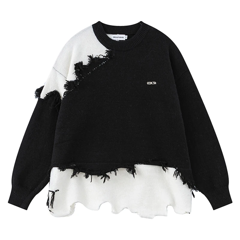 

Autumn Men Knitted Jumper Sweaters Hip Hop American Style Vintage Knitwear Streetwear Harajuku Fashion Pullovers Knit Clothing