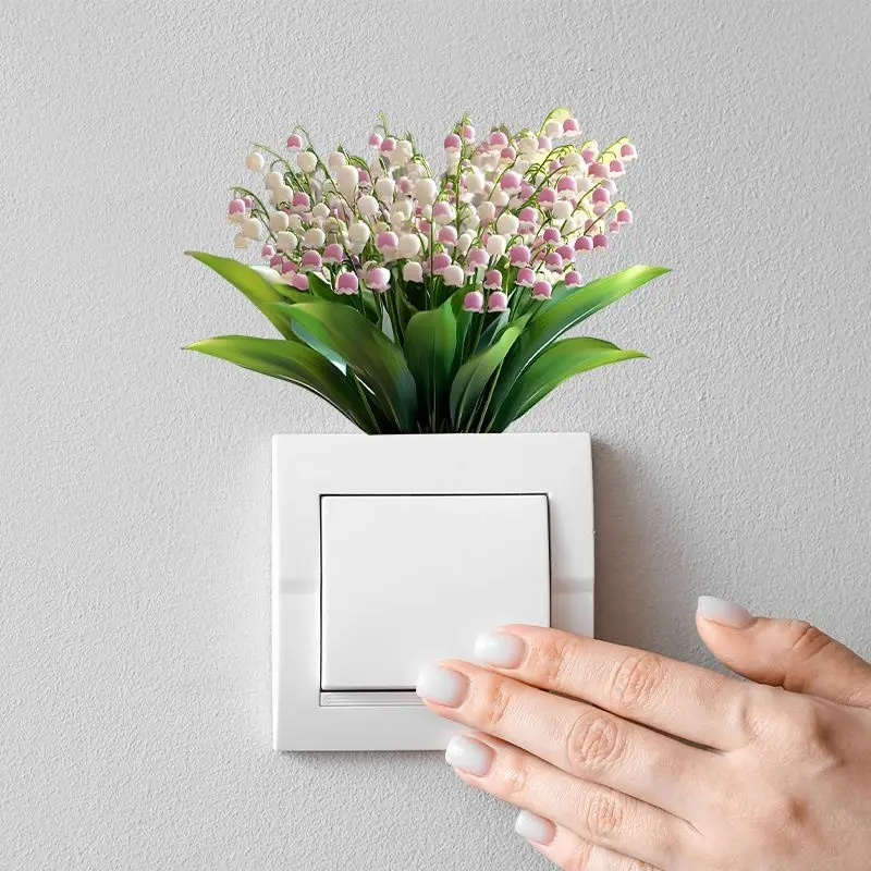 Universal Home Wall Switch Decals Lily Flower Socket Stickers Renovation Bedroom Decor Sticker Arrangement Waterproof Wallpaper