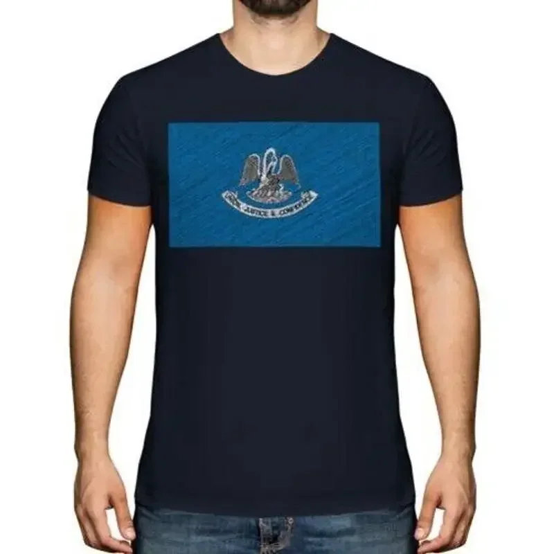 Louisiana Zustand Scribble Flagge Herren T-Shirt Geschenk Louisianan Fußball