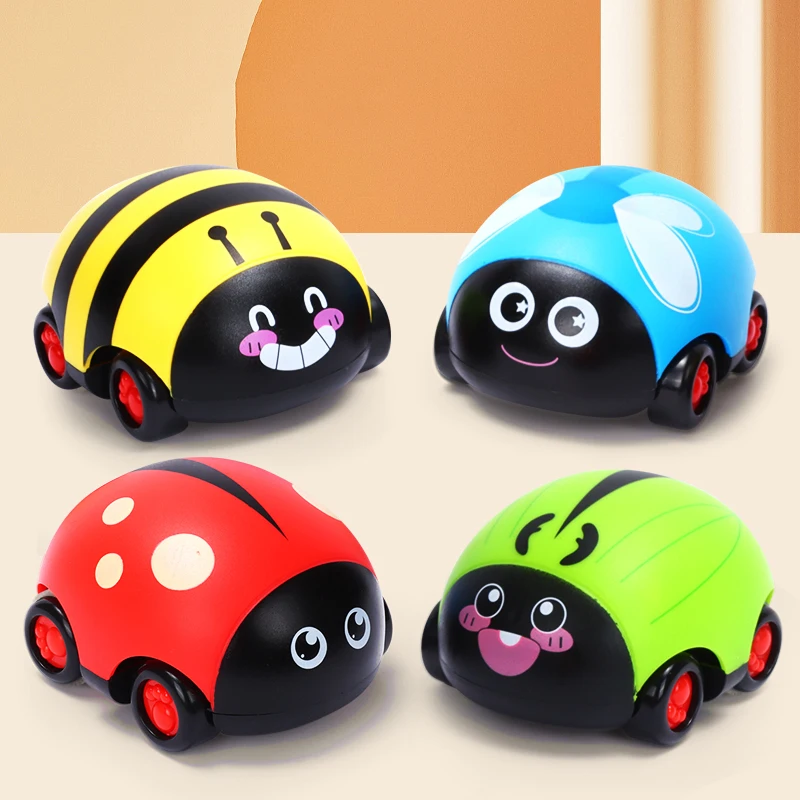 4Pcs Ladybug Shaped Vehicle For Cognitive Pull Back Car Non Battery Powered Fun For Parent Interaction Random Styles For Play