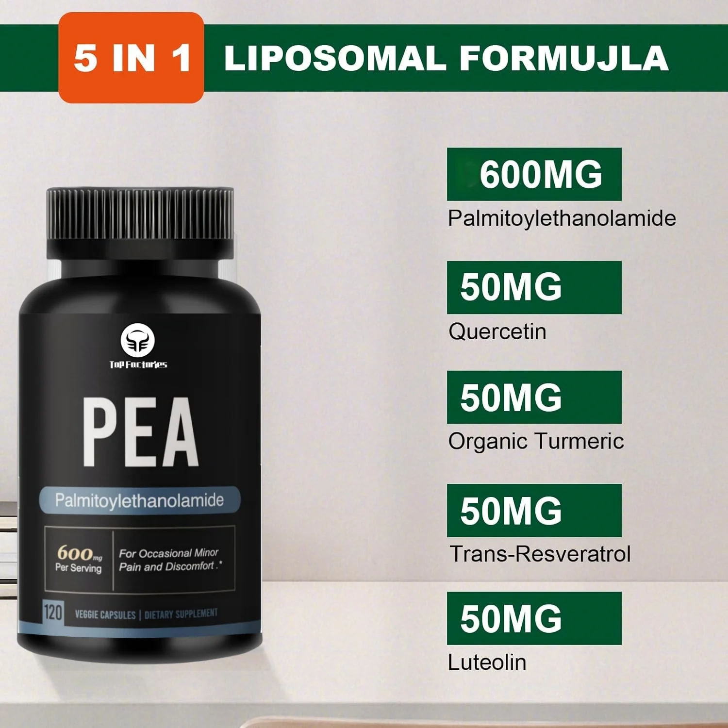 

Top Factories 1600mg Oil Ethanolamide 99% Containing Lutein And Quercetin, High Absorption, Pea Supplement 120 Capsules