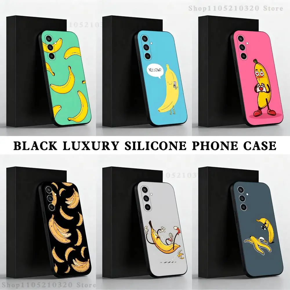 

Banana aesthetic Phone Case For Samsung S 25,24,23,22,30,21,10,9,Ultra,Plus,Lite,FE,4,5 G Black Soft Case