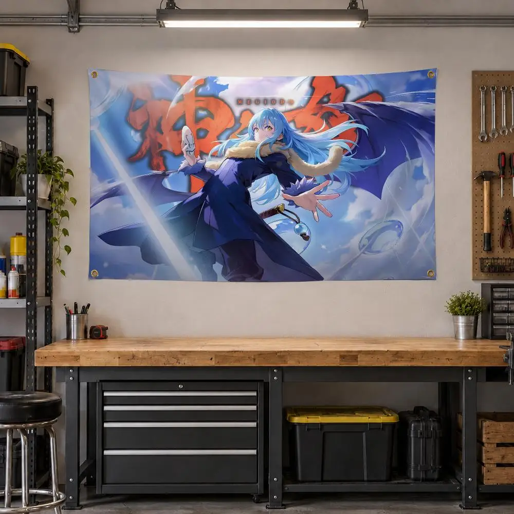 Anime Reincarnated Slime Isekai Flags Personalized Banner Flag Room Dorm Camping Picnic Garage Bar Outdoor Wall Decor