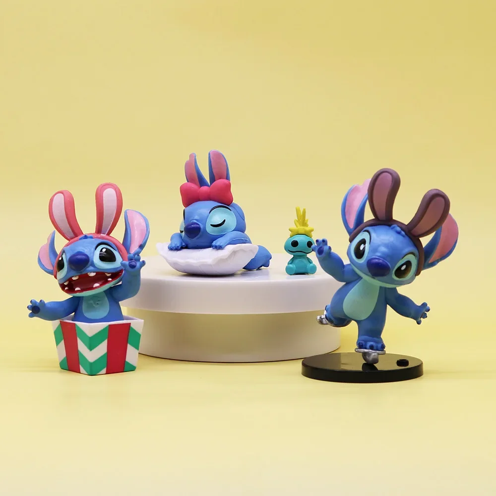 Figuras de acción de Disney Stitch, 6 piezas, Serie de cuentos de invierno, juguete de Esports, adorno de escritorio para habitación, regalo