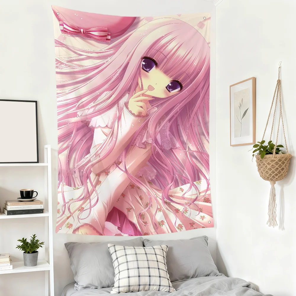 Anime Manga Girl Y2k H-Hinata Hakamada Flag Room Hogar Dorm Home Camping Outdoor Banner Party Club Wall Hanging Decor Gift