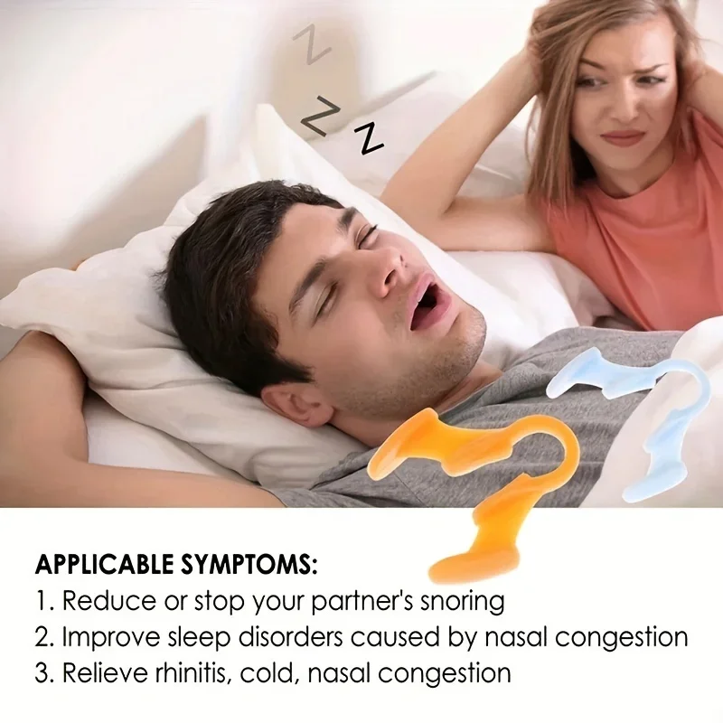 2pcs Prevent Snoring Good Sleep Silicone Elastic Nose Clip Anti-Snoring Supplies Mini Stop Snoring Device