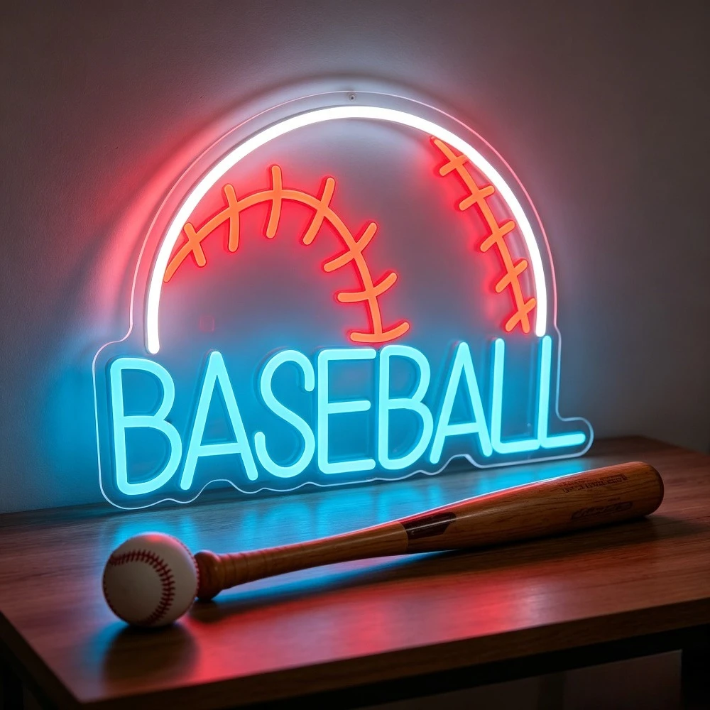 

Baseball Neon Sign LED USB Dimmable Sports Wall Art Decor for Bedroom Game Room Aesthetic Atmosphere Lighting Team Fan Gifts