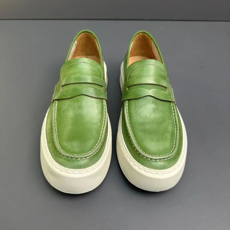 DOYUTIG Brand Men's Fashion Geniue Leather Slip-on Shoes Male Retro Casual Board Shoes Spring & Autumn Trendy Sneakers SG009