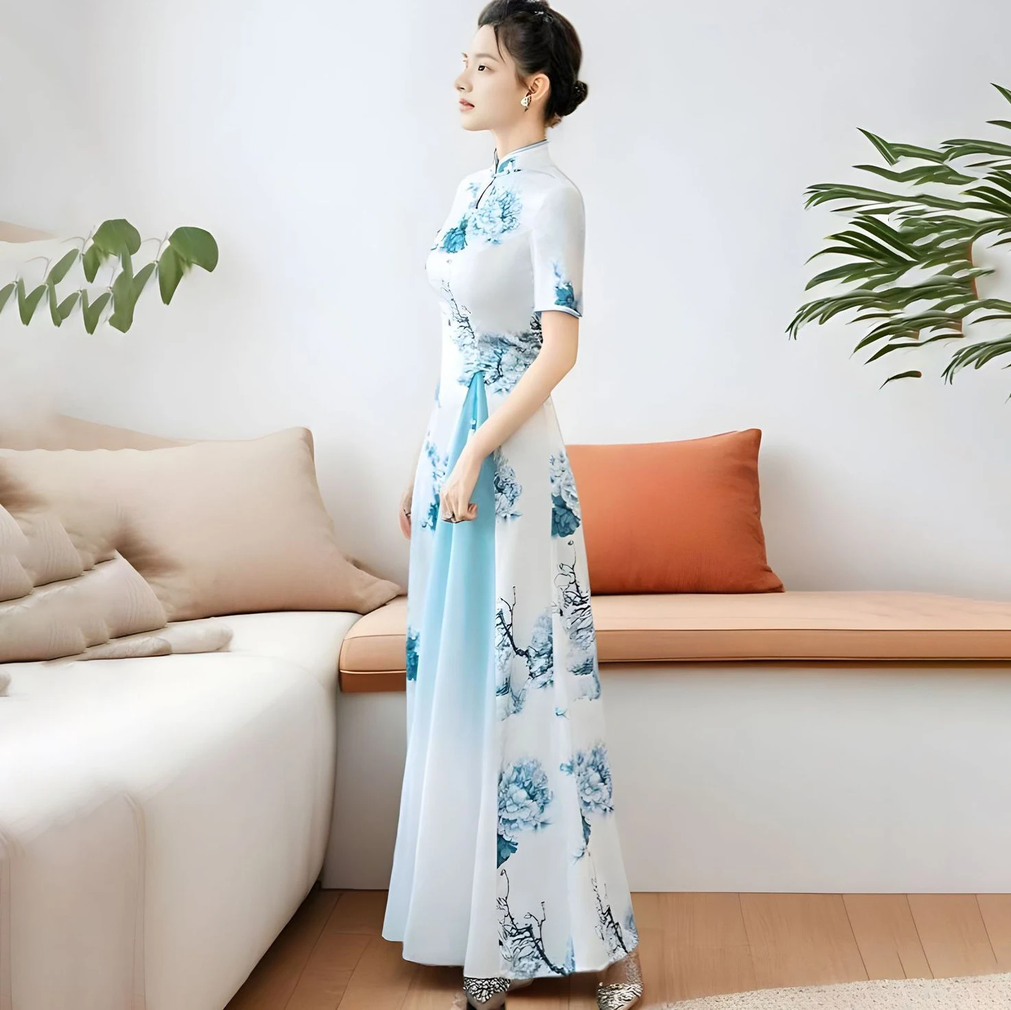 

Шикарная женская одежда Y2K Cheongsam, новая летняя тонкая элитная одежда с китайским принтом для молодых выступлений, улучшенные сценические платья
