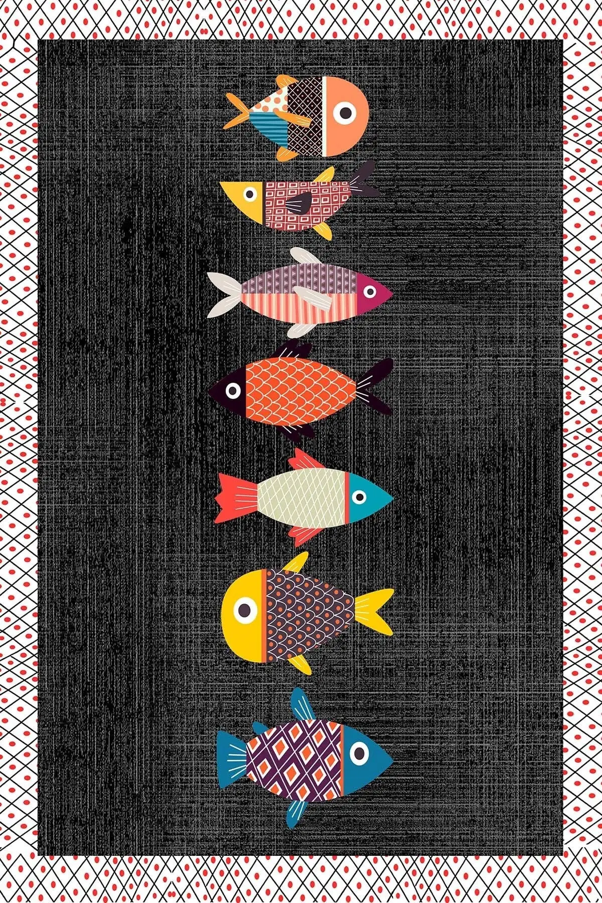 DOLBOVI fish patterned digital printing washable non-slip sole children young room carpet