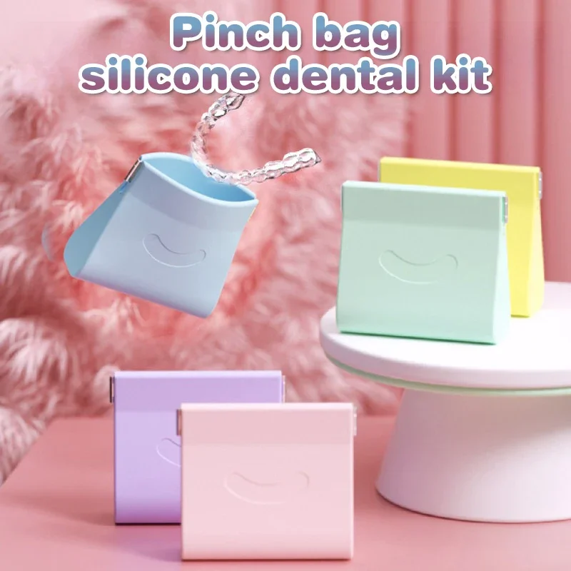 1 قطعة سيليكون الأسنان كاذبة واقية علبة أسنان صندوق تنفيس ثقوب صندوق أسنان الأسنان ​ حقيبة تخزين التجنيب على دعامات الأسنان