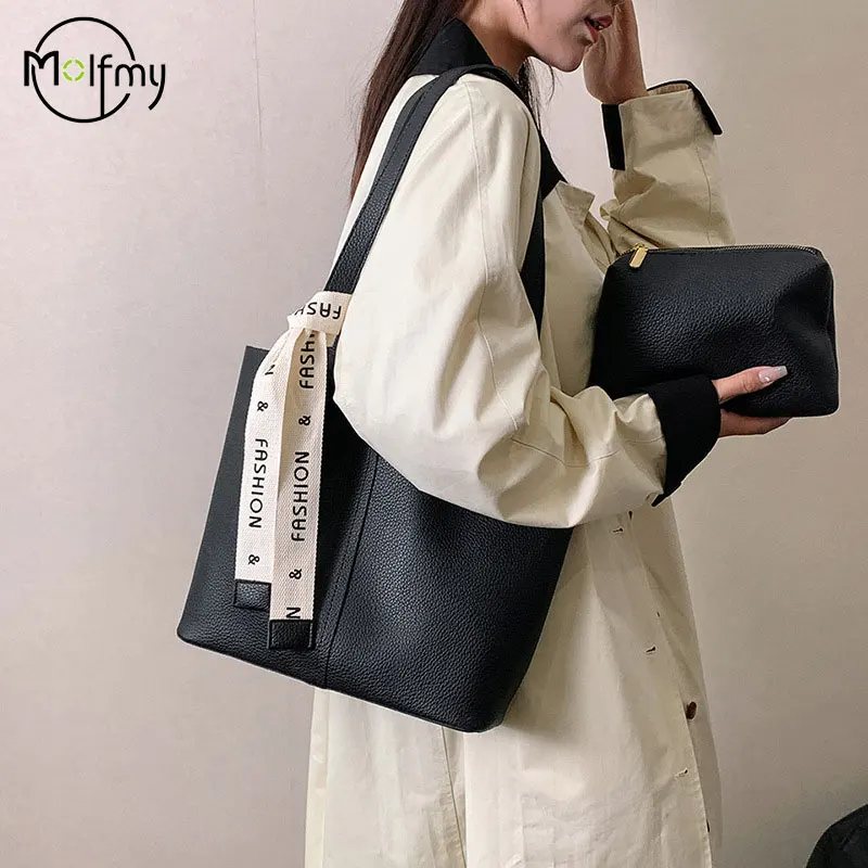 

Shoulder Bag Women Large Capacity Tote Handbag Female Designers Trend Solid Color Leather Crossbody Bags Purses Handbags Bolsos