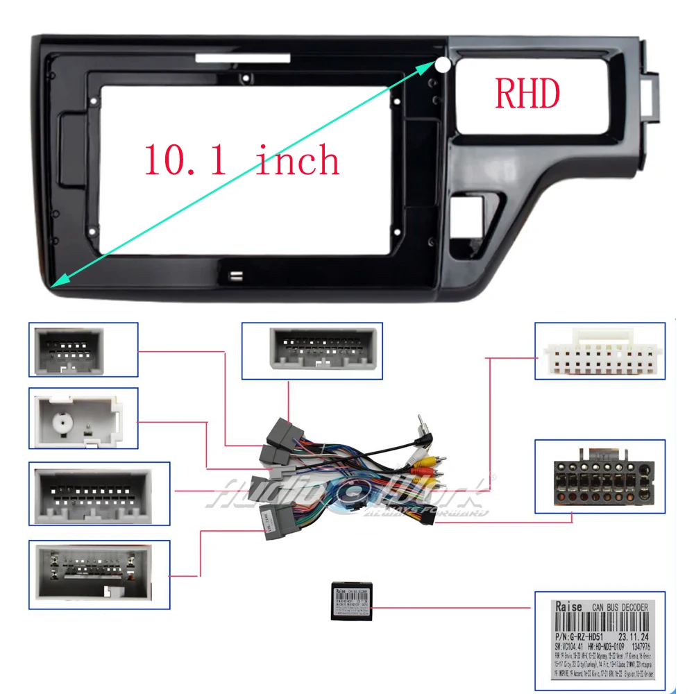 Car Radio Fascias Frame Honda Stepwgn 5 RP 2015-2021 10 inch 2DIN Stereo Panel Wiring Harness Power Cable Adapter Canbus Decoder