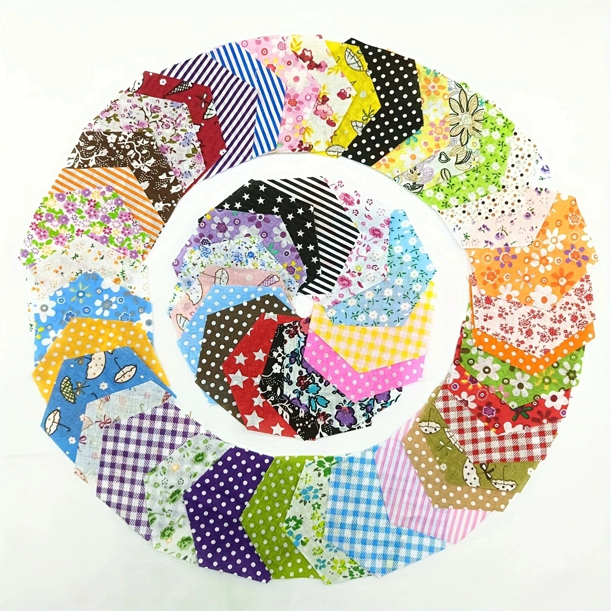 50/100pcs Hexagonal Cotton Patchwork Fabric Random Colors LowDensity Fabric Used Sewing And Quilting Material For Handicrafts Fa