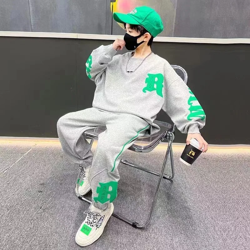 

2024 Spring Big Kids Teen Boys Clothes Tracksuit Boys Outfits Set Costume Tops +Pants Children Clothing 6 8 9 10 12 14 Years