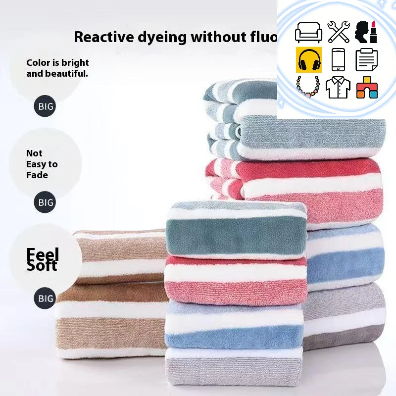 Toallas de felpa de coral, toalla de baño gruesa, fuerte absorción de agua y secado rápido, no se desprende, duradera, adecuada para familias y playas