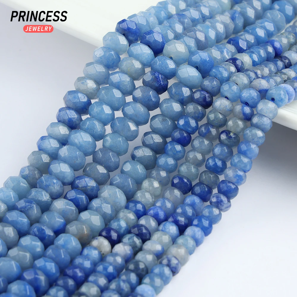 

A+ Natural Blue Aventurine 4*6mm 5*8mm Faceted Rondelle Beads for Jewelry Making Bracelet Wholesale Stone Beads DIY Accessories