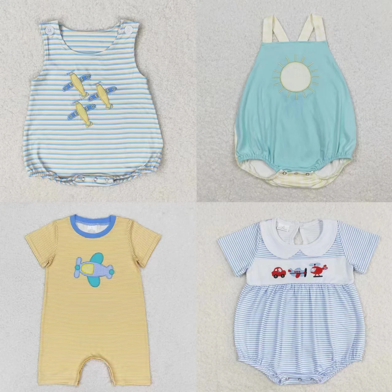 Wholesale Kids Newborn Embroidery One-piece Coverall Bodysuit Baby Boy Toddler Romper Children Infant  Jumpsuit Boutique Clothes