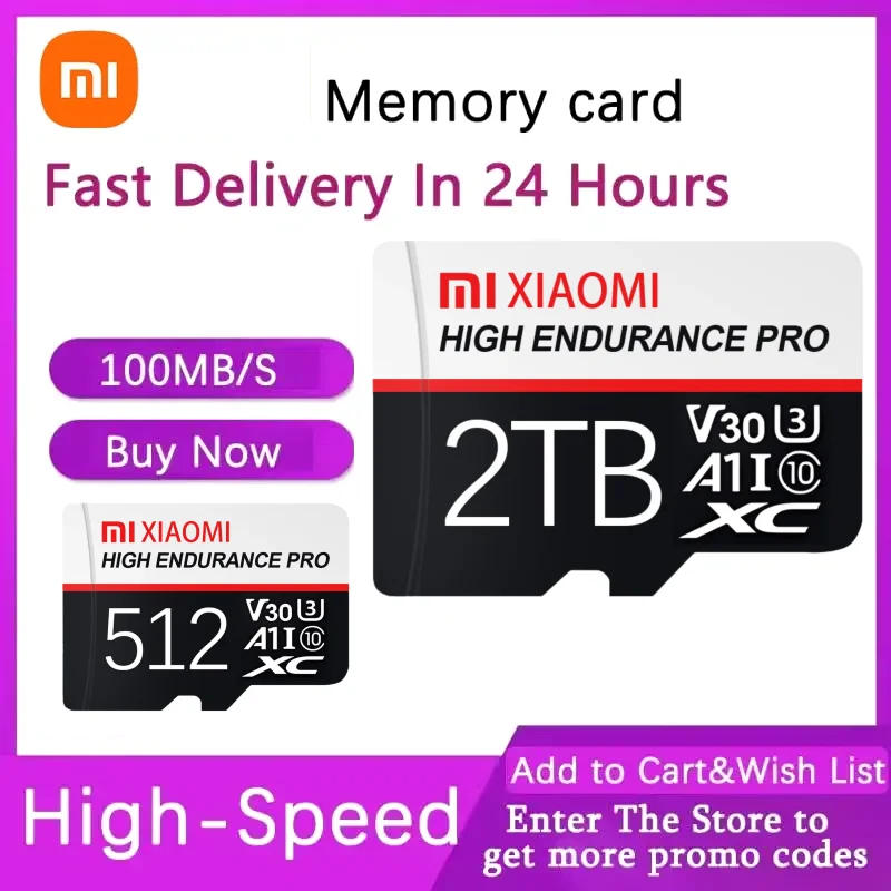 Xiaomi Mijia Original Micro TF SD Card 2TB High Speed Micro SD 1TB TF SD Memory Card Flash Card Gift For Phone Computer Camera