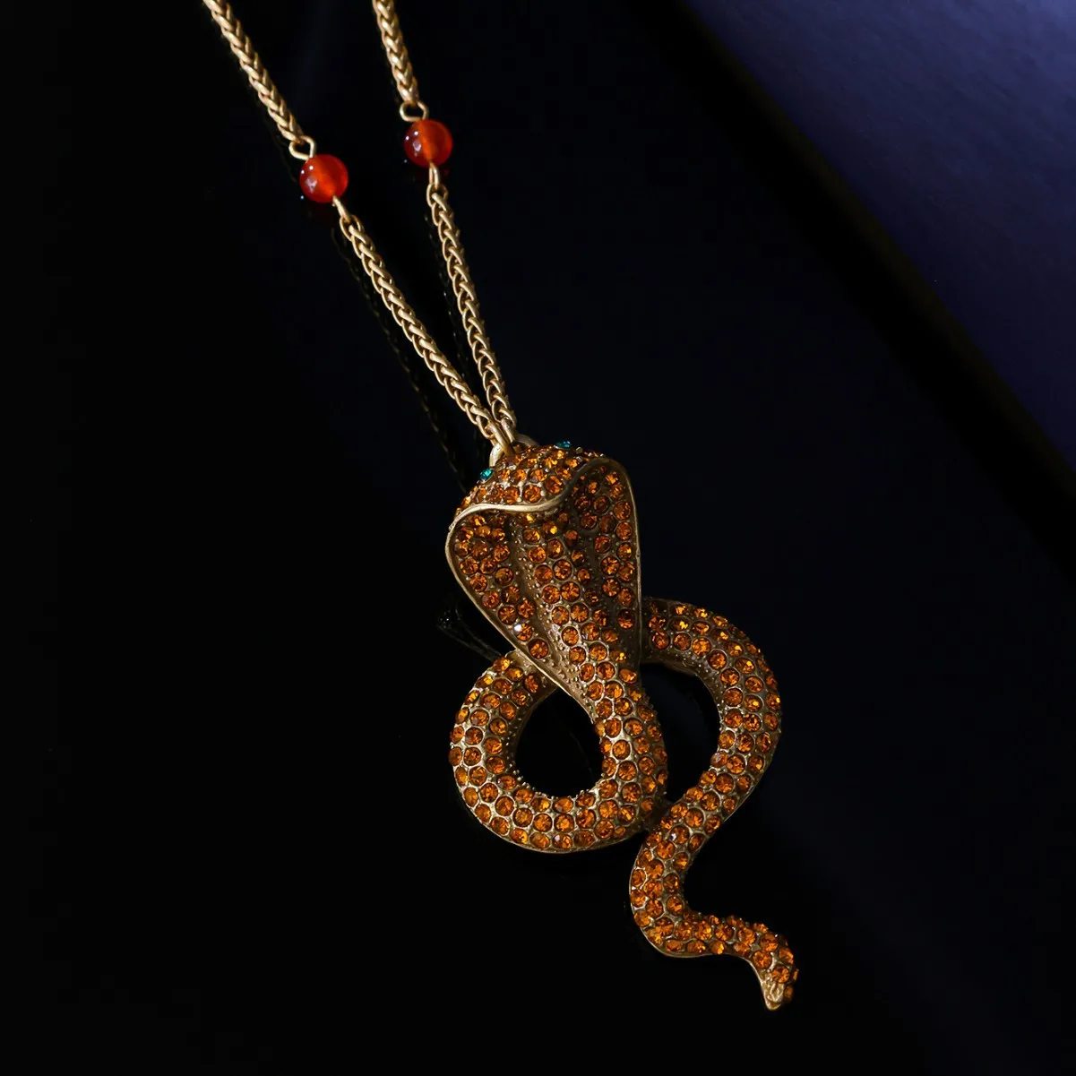 vintage cobra necklace exquisite pendant entwined around  statement retro sweater necklace chain