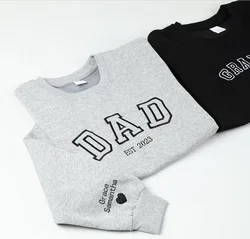 Custom Embroidered Sweatshirt, Name On Sleeve With Heart, Grandpa Shirt With Date, Daddy Est Year Shirt, Father's Day Gift