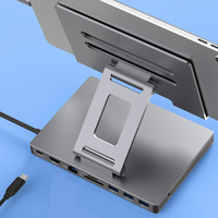 11-in-1 Type-C Docking Station Foldable Laptop Brakcet Hub Adapter with USB3.0*2 / USB2.0 / PD3.0 / Type-C Data for PC Computer