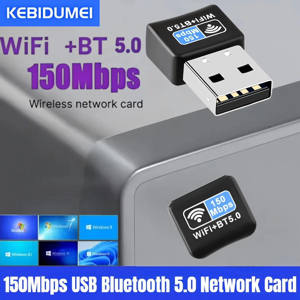 Adaptador USB WiFi Bluetooth 5,0 de 150Mbps, Dongle 2 en 1, tarjeta de red WiFi USB de 2,4 GHz, receptor Wlan inalámbrico, controlador gratuito para Win10/11