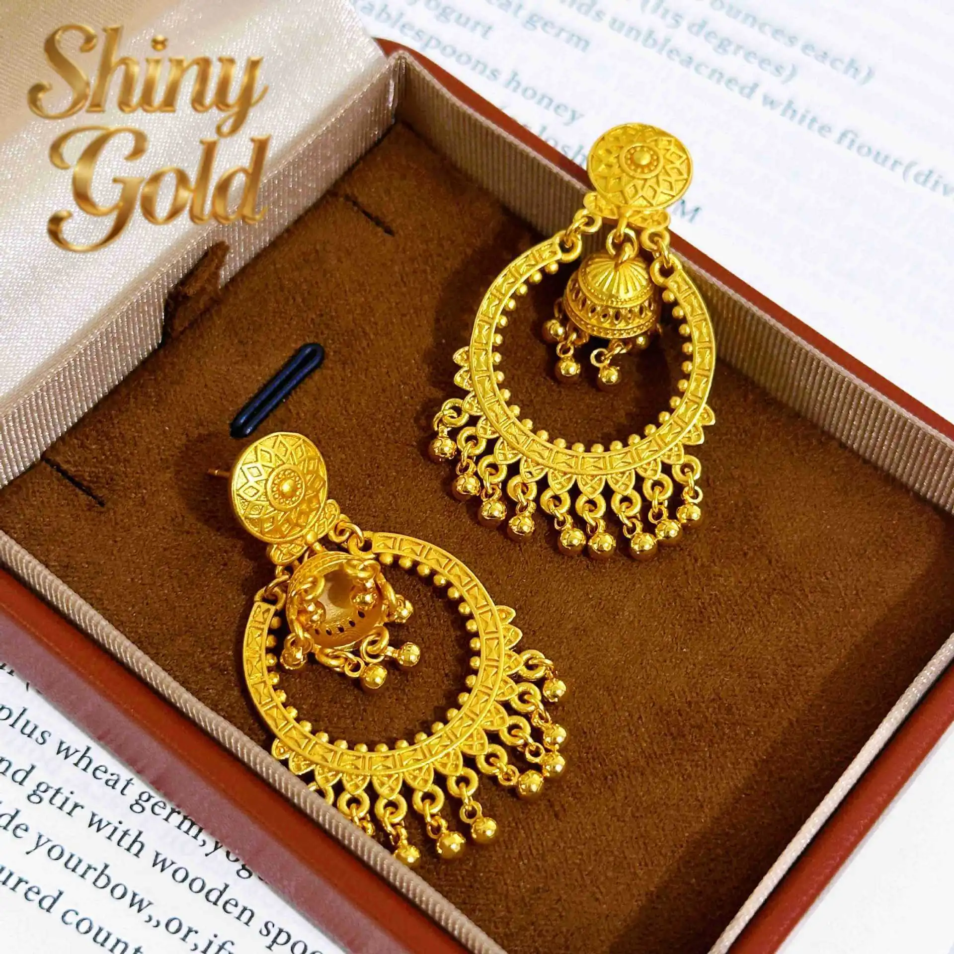

Серьги-гвоздики ShinyGold в форме птичьей клетки с кисточками, женские, из золота 24K AU999 — Изысканные и элегантные, лучший выбор для подарков в китайском стиле