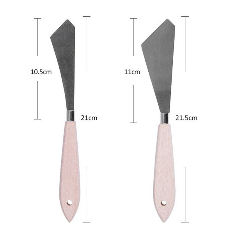 2 Pcs Painting Knife Spatula Palette Knife Wood Handle and Metal Blade Painting Accessories for Art and Paint