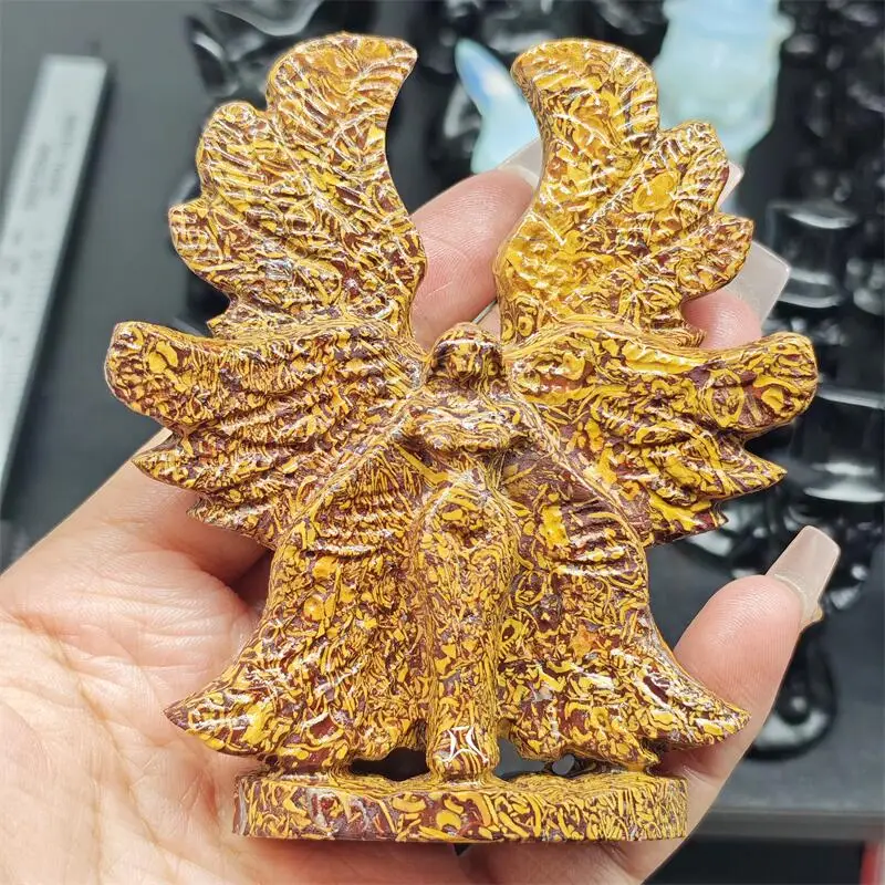 Natural Quartzose Jade Seraph Angel Carving Handmade Crafts Healing Reiki Stone Home Decor Decoration 1PCS