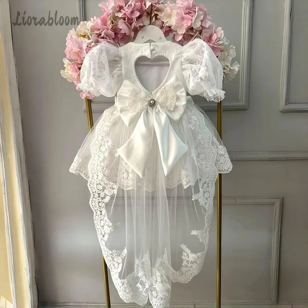 

Girls' Elegant Lace Formal Gown Custom Tulle Flower Girl Dress Featuring Heart-Shap Wedding Party Attire Dress свадебное платье