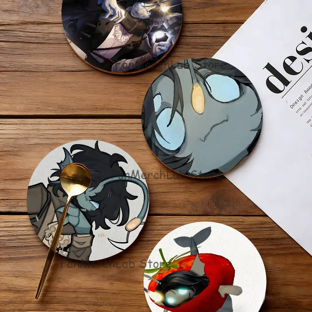 

P-Pressure S-Sebastian Solace Laser 2D Pattern round Wooden Coaster Decorative Coffee Cup for Use in Coffee Shops Bars Wine Beer