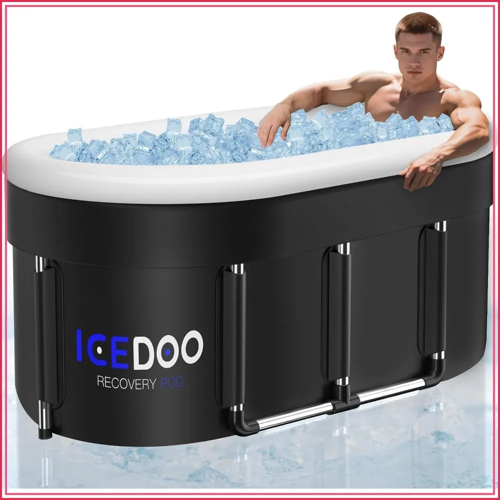 

XL 132 Gallon Oval Cold Plunge Tub with Air Ring, Insulated Cover, Portable Ice Bath for Athlete Recovery & Gym