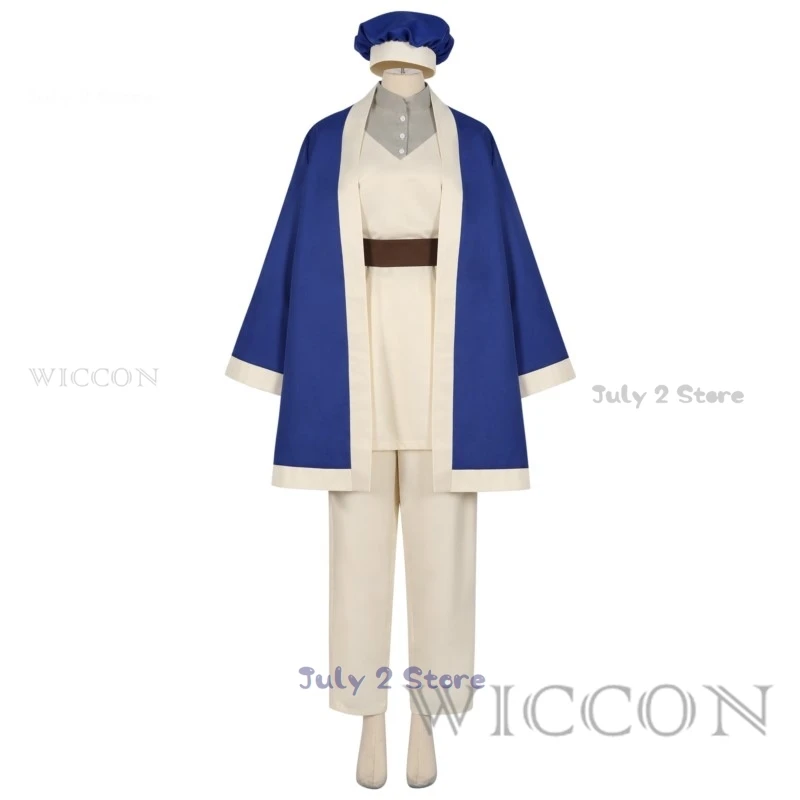 Anime Delicious in Dungeon Falin Touden Cosplay Kostüm Perücke Uniform Dunkelblau Robe Hut Gürtel Laios Touden Halloween Party Mädchen