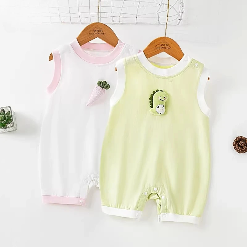 

Летний супермилый комбинезон для малышей, безрукавка, летний костюм для ползания, тонкий дизайн для новорожденных.