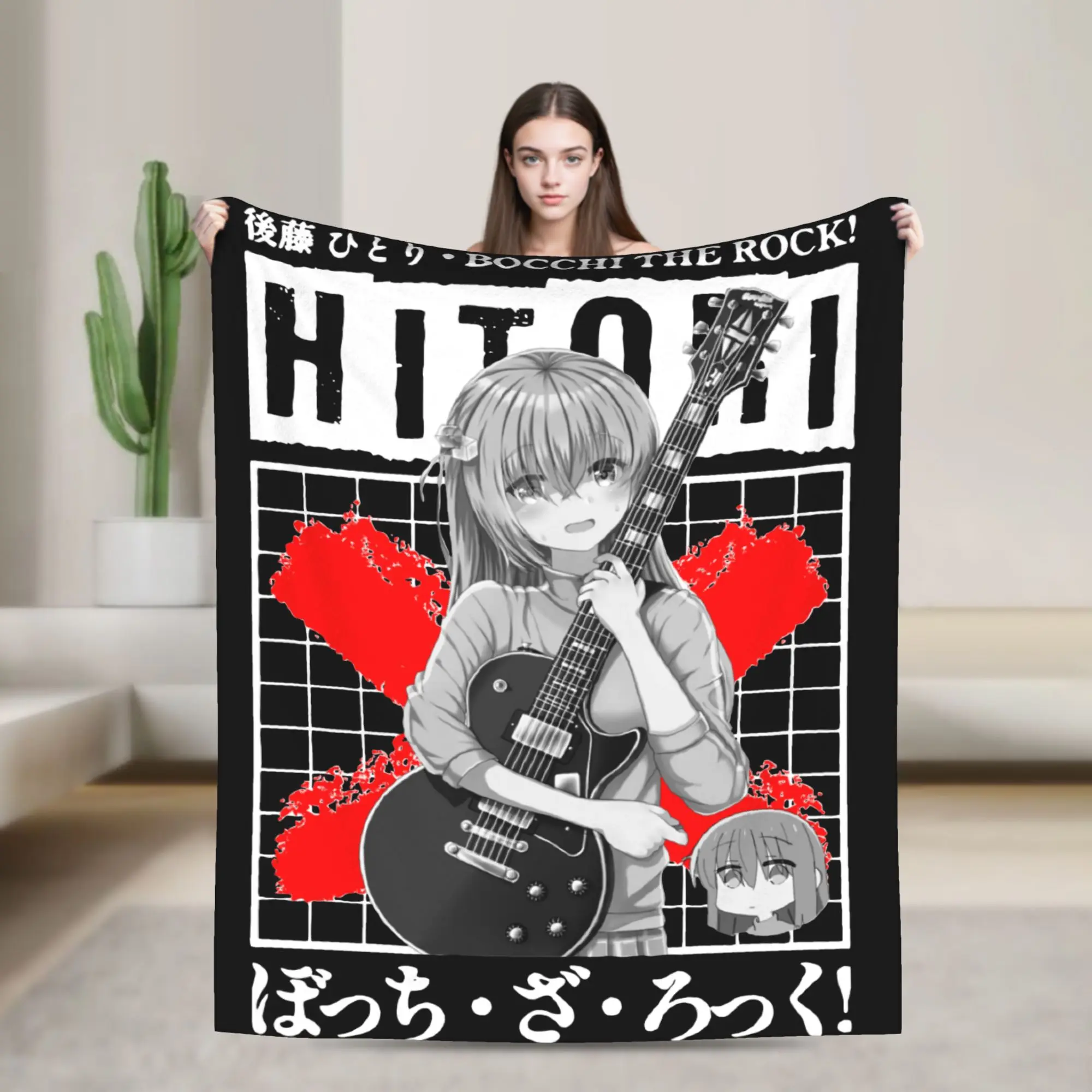 

Плюшевое тонкое одеяло Hitori Gotou Bocchi The Rock Anime, на заказ, для кровати, дивана, 150*125 см