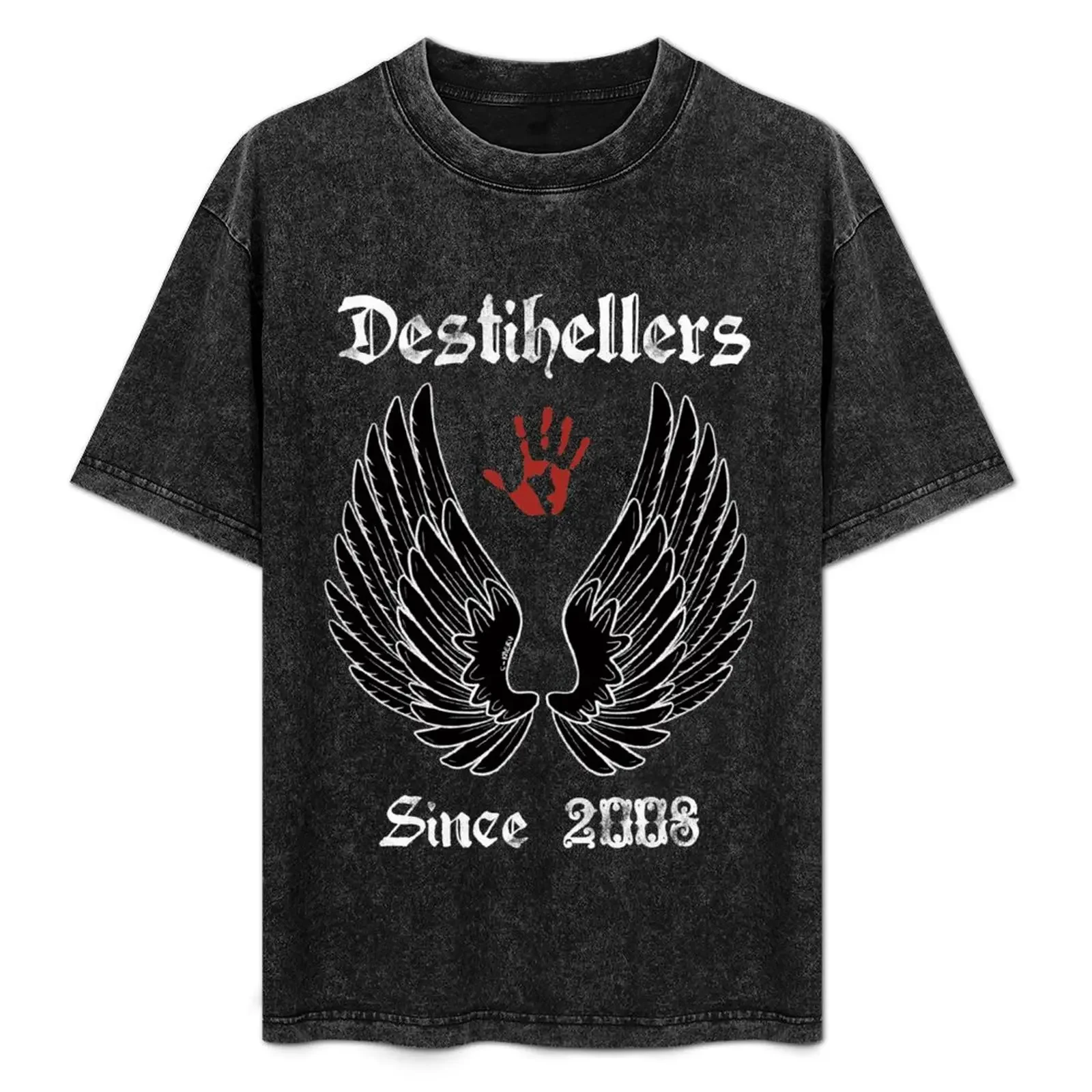 

Destihellers (black wings white font) T-Shirt Casual Loose Daily Wear T-Shirt
