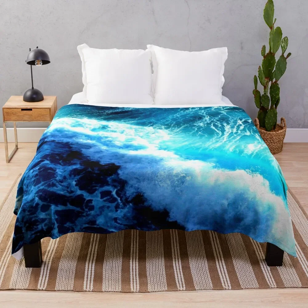 

Blue Ocean Waves Throw Blanket Beautifuls Warm Plaid Blankets