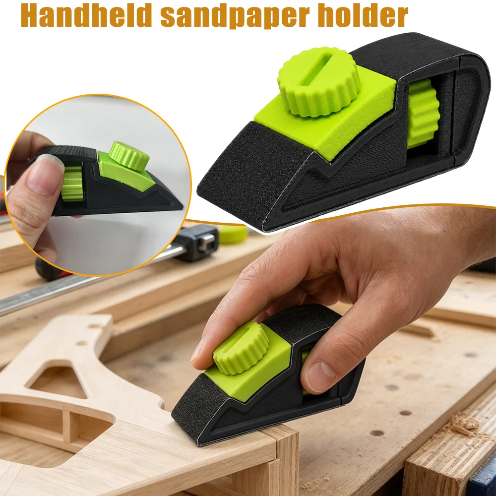 3D Printed Handheld Sandpaper Holder Woodworking Model Sanding Adjustable Tension Sandpaper Clip Quick Change Tool