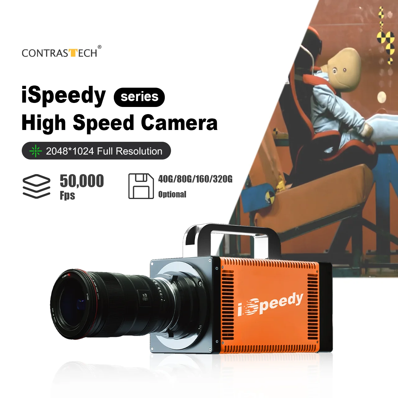 2048x1024 50000fps 10GigE Vision Video Recording High Speed Camera for Slow Motion Analysis Contrastech