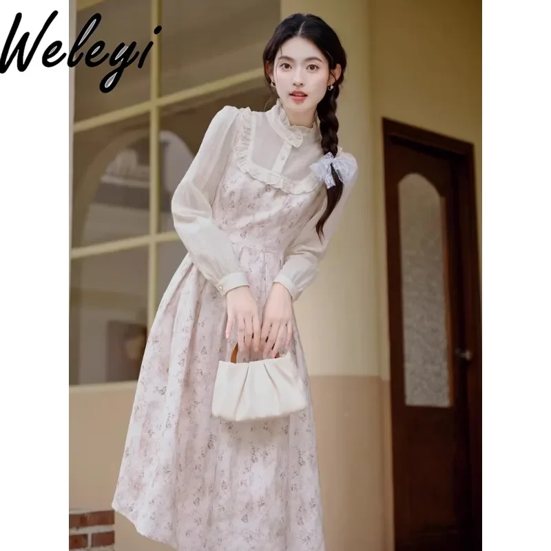 French Sweet Floral Dress Autumn Women's Clothing 2024 New Temperament Vacation Long Sleeve Dresses for Women Vestidos De Mujer