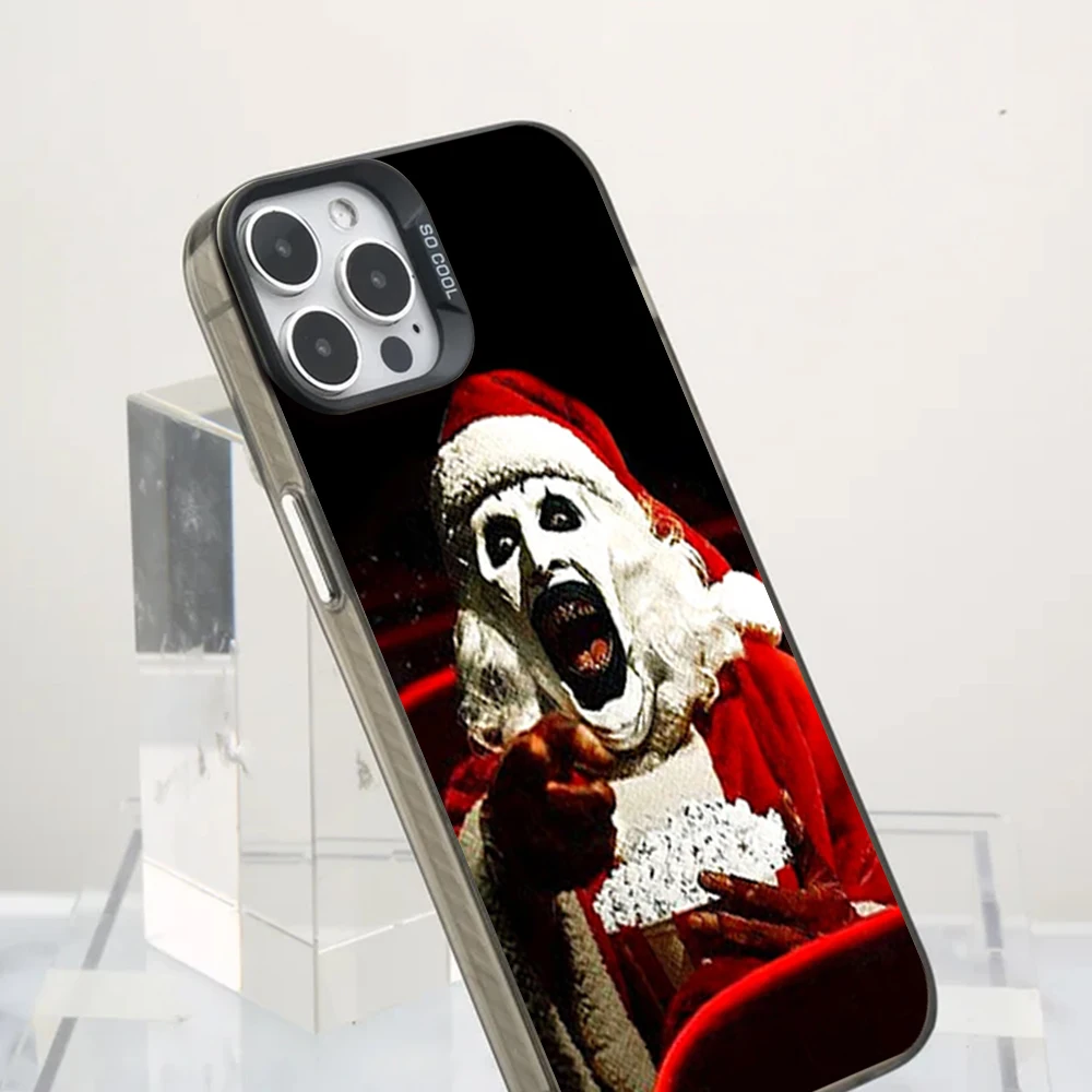 Horror Film T-Terrifier 3 Phone Case For iPhone 16 12 13 14 15 Pro Max Plus Color Electroplated Silver IMD Laser Shell